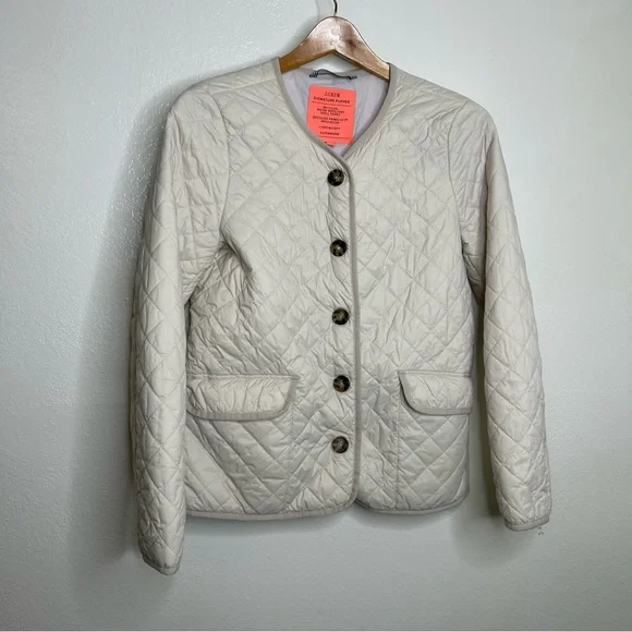 J. Crew Cream Quilted Jacket - Picture 3 of 13